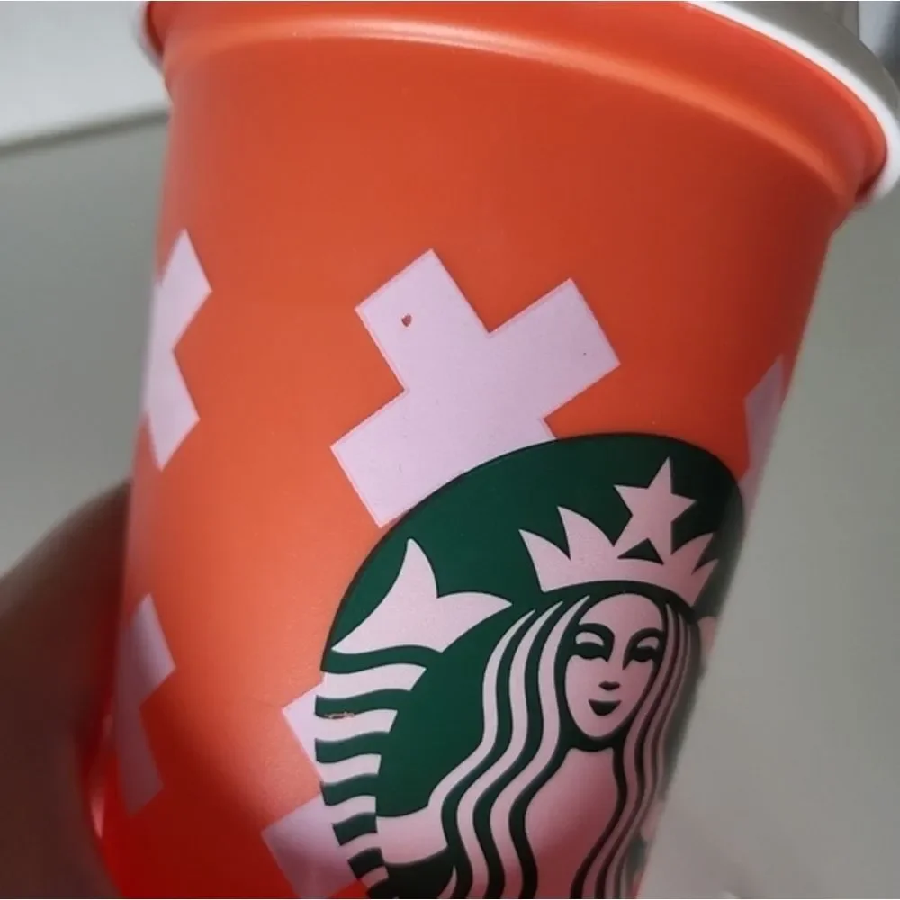 Starbucks orange plastic